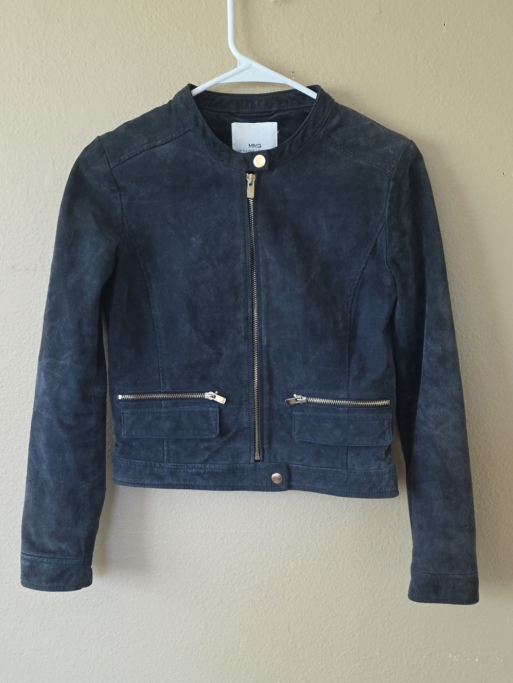 MNG 100% Pigskin Genuine Leather Moto Jacket - Size XXS